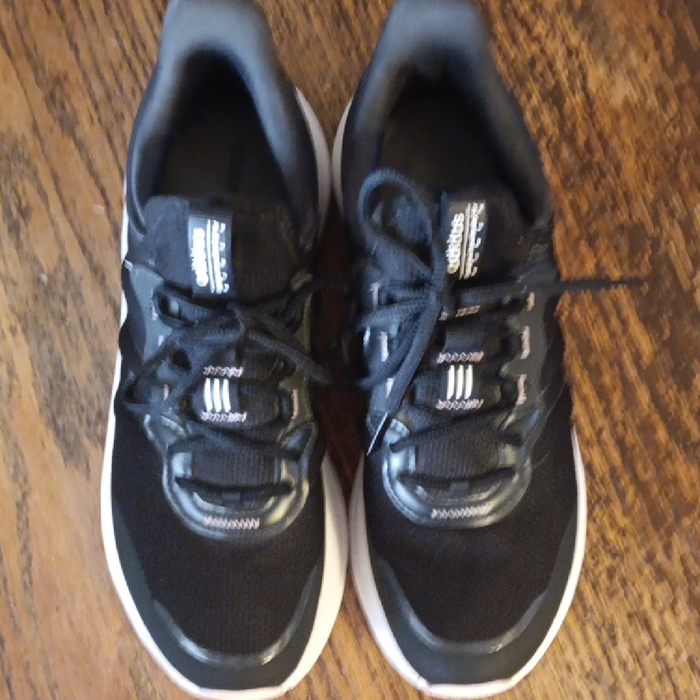Adidas Black and White and Lavender Slip-on Athletic Shoes